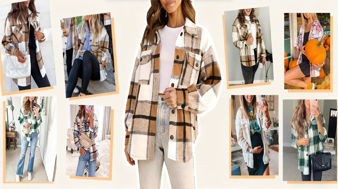 Women's plaid shirt jacket for autumn Women's plaid shirt jacket for autumn