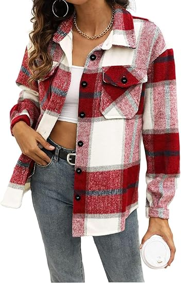 Women's plaid shirt jacket for autumn Women's plaid shirt jacket for autumn