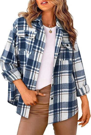 Women's plaid shirt jacket for autumn Women's plaid shirt jacket for autumn