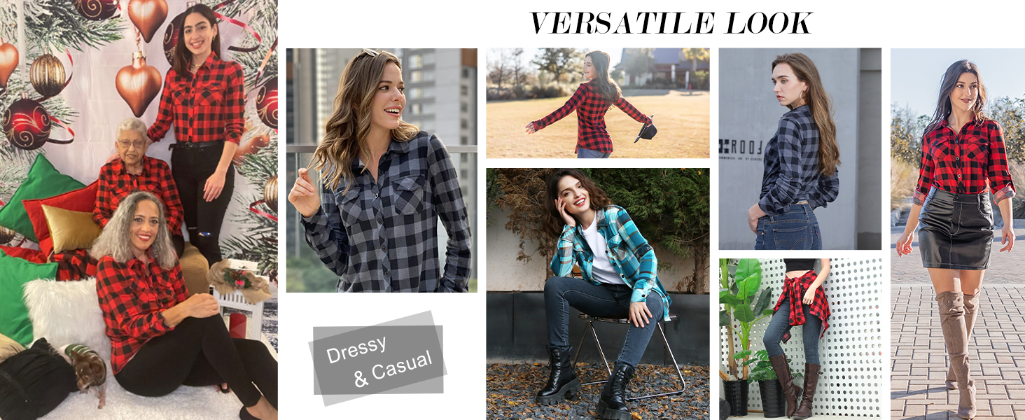 Women's checkered long shirt for spring and autumn