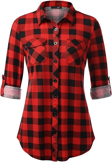 Women's checkered long shirt for spring and autumn