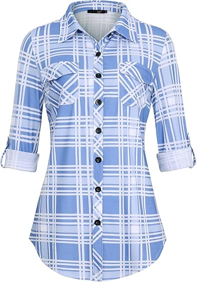 Women's checkered long shirt for spring and autumn