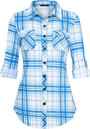 Women's checkered long shirt for spring and autumn
