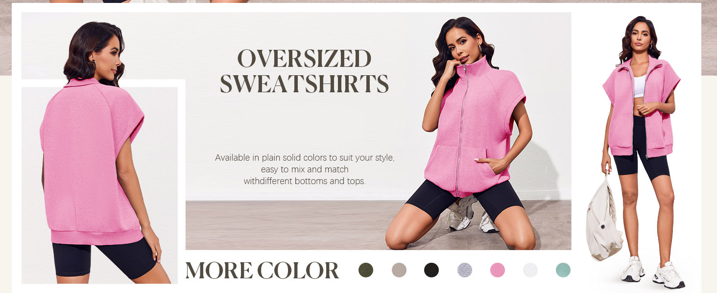 Women's oversized zipper sweatshirt for warmth Women's oversized zipper sweatshirt for warmth