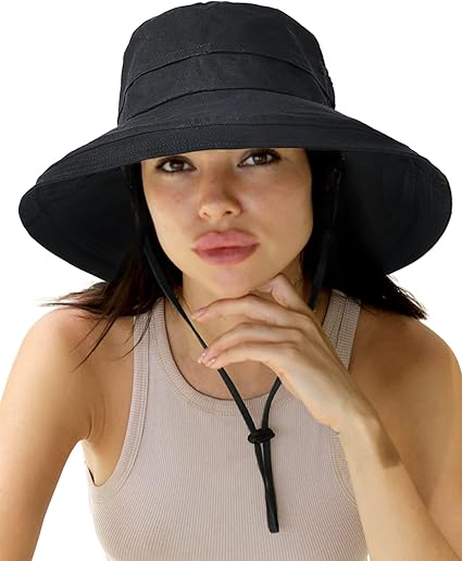 Wide brimmed ponytail hat